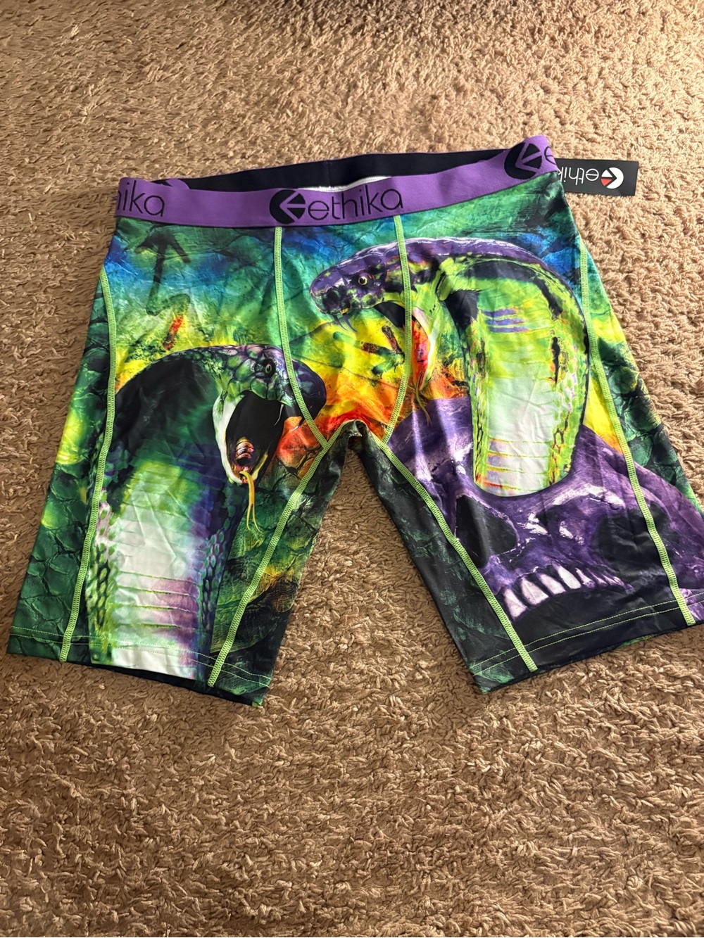 ethika Men’s Cobra Graphic Boxer Briefs - Green & Purple